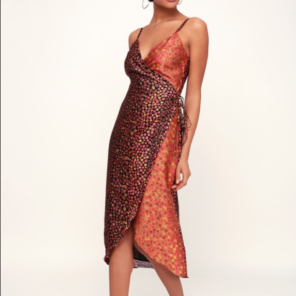 Honey Punch Double Floral Wrap Dress